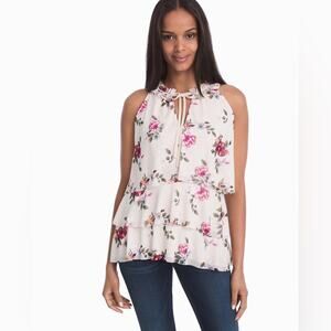 NWOT White House Black Market Sleeveless Tiered Floral Top Size small S